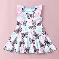 Бебешка облека за девојчиња Мали Деца Бебиња Девојчиња Набраздени Ракави Пеперутка Пругаста Облека За Принцеза ХМОРА