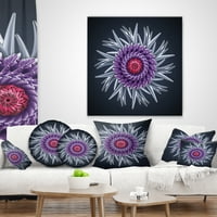 DesignArt Виолетова апстрактна 3Д цвет на црна боја - Цвеќиња фрлаат перница - 12x20