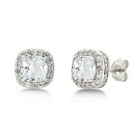 Ариста дијамантски акцент, создаден бел топаз и бел сафир накит поставен во сребро, 18 “