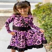 Виолетова Фустан Со Леопард Со Долги Ракави