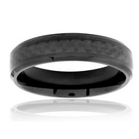 Црн позлатен прстен од не'рѓосувачки челик црни јаглеродни влакна