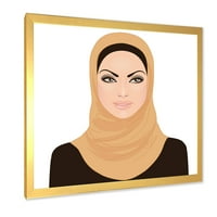 DesignArt „Портрет на муслиманска девојка во традиционална хиџаб“ модерна врамена уметничка печатење