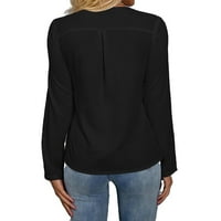 Женски Блузи Графички Печатење V Вратот Блуза Црна И