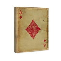 Wynwood Studio Entertainment and Hobbiy Wall Art Canvas отпечатоци 'Ace of Diamonds' картички за играње - црвена, кафеава