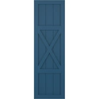 Ekena Millwork 18 W 63 H True Fit PVC Center X-Board Farmhouse Fixed Mount Sulters, Sojourn Blue