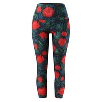 Жените Панталони Дозвола Продажба Жени Класичен Цвет Печатење Тенок Висок Појас Трчање Атлетски Јога Панталони Црвена Xl