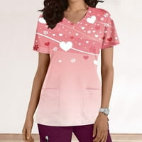 Женска Мода Работна Облека Со Кратки Ракави Со Кратки Ракави Со Џебови Печатени Врвови Блуза М