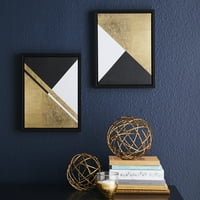 Modrn neo луксузен златен апстрактна врамена wallидна уметност