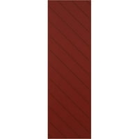 Ekena Millwork 12 W 52 H TRUE FIT PVC Diagonal Slat модерен стил фиксни ролетни за монтирање, црвена пиперка