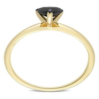 Карат Т.В. Црн дијамант 14КТ жолто злато солза на црна родиум позлатена прстен за ангажман со солитер