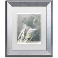 Трговска марка ликовна уметност „слугинка“ платно уметност од Ник Банток, бел мат, сребрена рамка