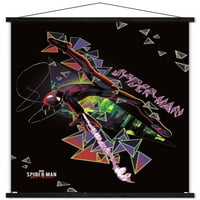 Спајдермен на марвел: Мајлс Моралес-Скок Ѕид Постер Со Дрвена Магнетна Рамка, 22.375 34