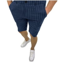 псиакги панталони за мажи половината тенки секојдневни шорцеви машки летен патент еластичен печатење со пруги џеб полу шорцеви